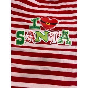 Christmas Dog Clothes S/M Graphic Appliqué “I ❤️ Santa” Red White Green Fur Trim
